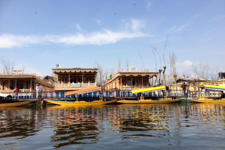 Shikara Boats and houseboats on the Dal Lake, Srinagar, Kashmir, India
