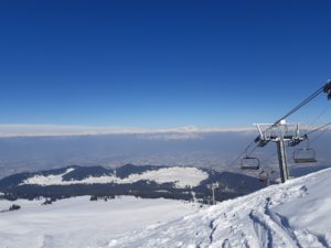 Skiing in Gulmarg - chairlift and view