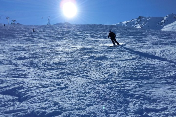 Gulmarg Kashmir snow view and skier